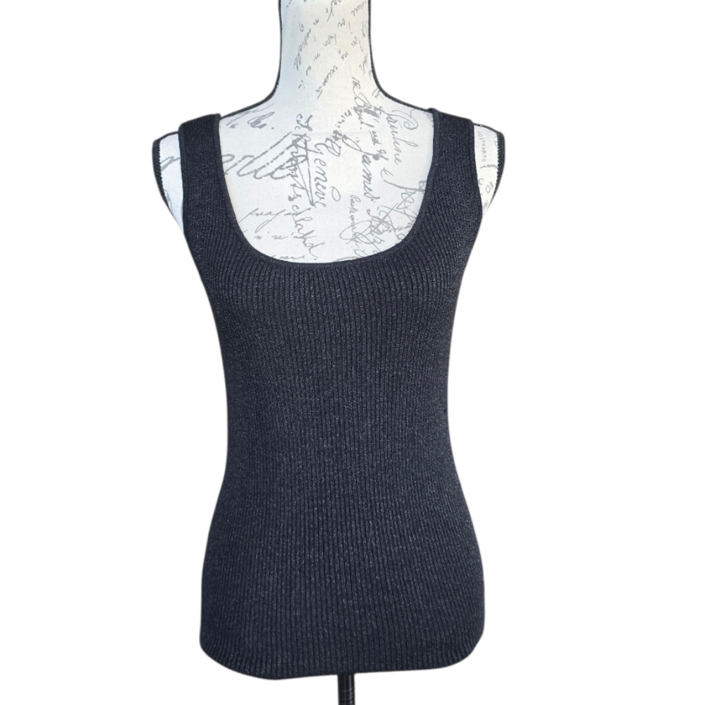 Belldini Black Shimmery Silk Blend Sweater Knit Tank Top S